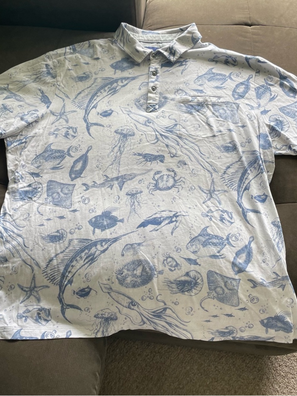 Tommy Bahama Light Blue Sea Life Print Polo XXL